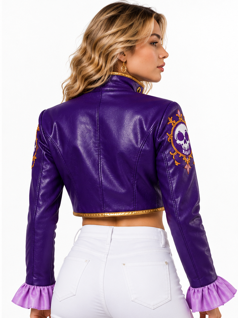 Anime Inspired Purple Cropped Cosplay Leather Jacket 2 Anime Inspired Purple Cropped Cosplay Leather Jacket