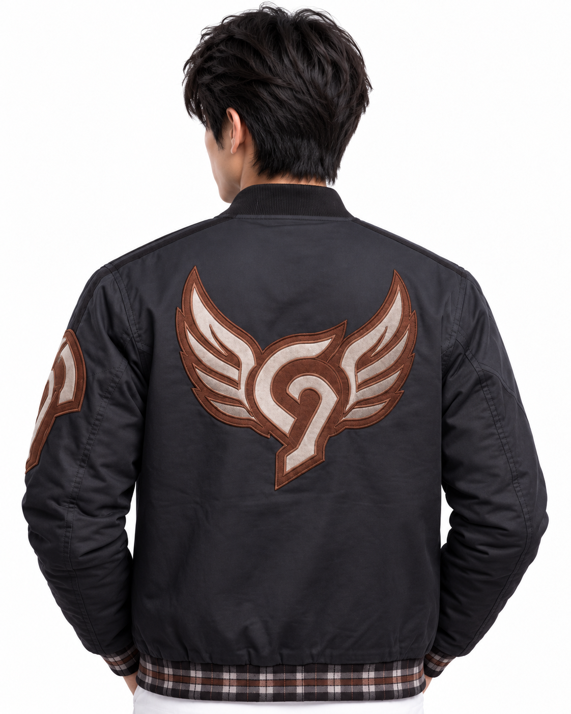 Anime Wing Emblem Black Streetwear Bomber Cotton Jacket 2 Anime Wing Emblem Black Streetwear Bomber Cotton Jacket