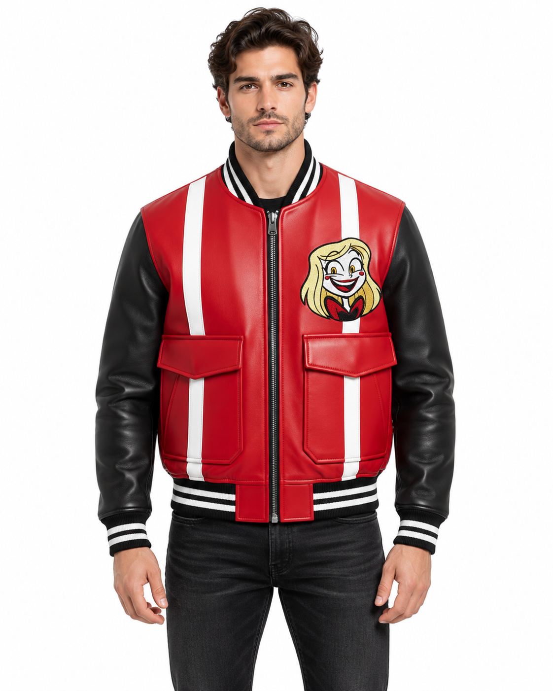 Charlie Morningstar Red Blazer Leather Jacket 1 Charlie Morningstar Red Blazer Leather Jacket