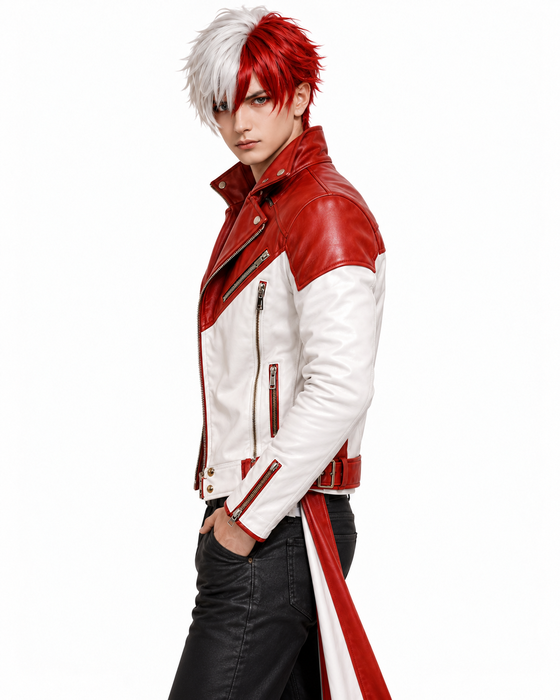 Classic White Anime Style Leather Jacket 4 Classic White Anime Style Leather Jacket