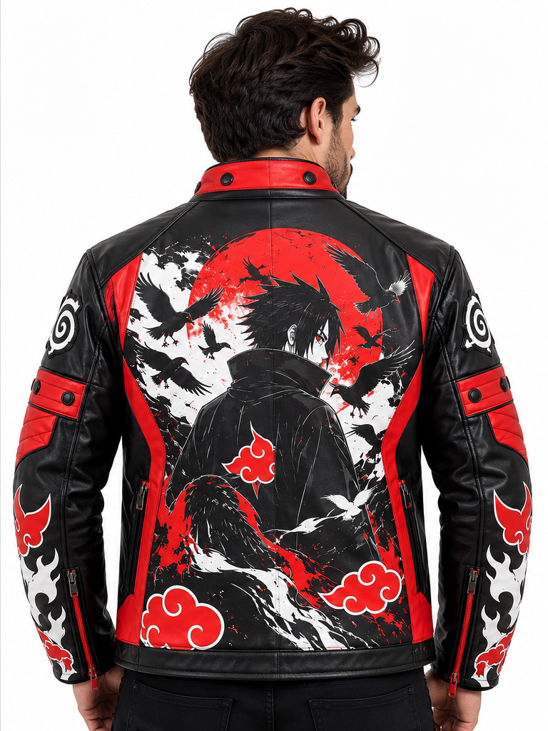 Custom Anime Print Black Streetwear Leather Jacket 2 Custom Anime Print Black Streetwear Leather Jacket