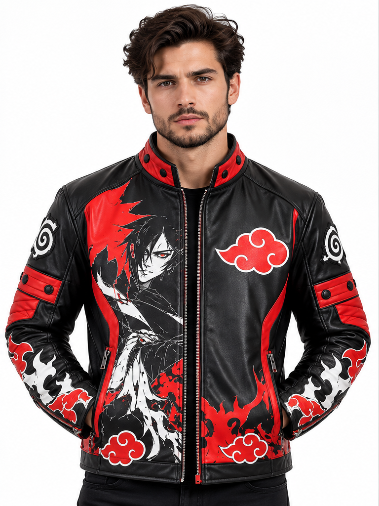 Custom Anime Print Black Streetwear Leather Jacket 1 Custom Anime Print Black Streetwear Leather Jacket