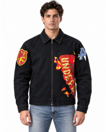 Custom Anime Fan Art Navy Blue Denim Jacket
