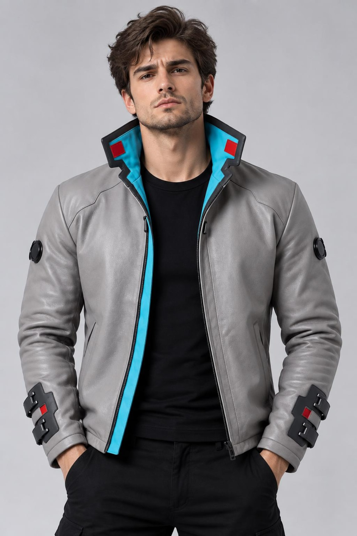 Cyberpunk Edgerunners Weak Grey Cosplay Leather Jacket 1 Cyberpunk Edgerunners Weak Grey Cosplay Leather Jacket