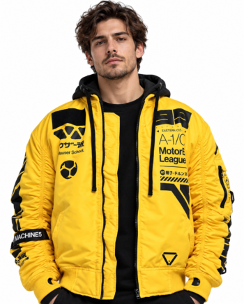 Cyberpunk Yellow Tactical Bomber Cotton Jacket
