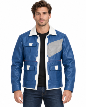 David Cyberpunk Edgerunners Blue Leather Jacket