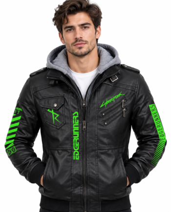 David Martinez Night City Black Neon Zipper Leather Jacket