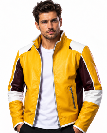 Dead as Disco Charlie Disco Yellow Skull Leather Jacket