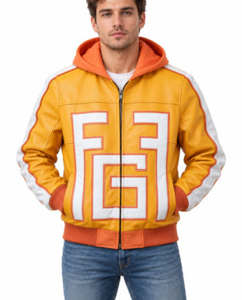 Fatgum Taishiro Yellow Hooded Leather Jacket