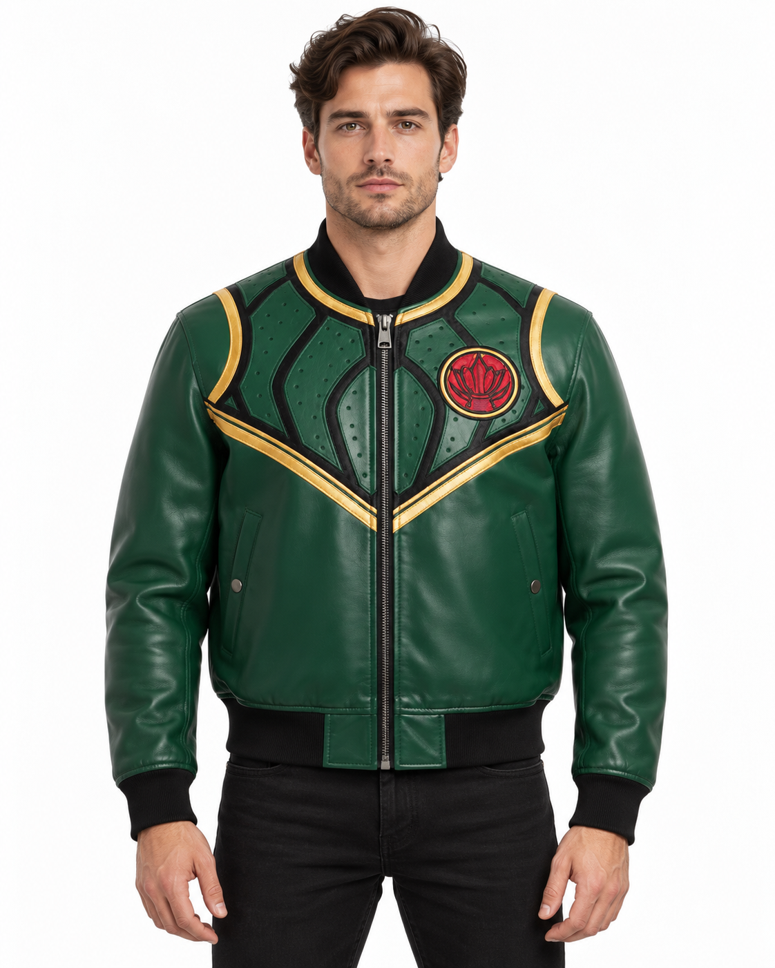 Green Dragon Ranger Power Rangers Green Bomber Leather Jacket 1 Green Dragon Ranger Power Rangers Green Bomber Leather Jacket