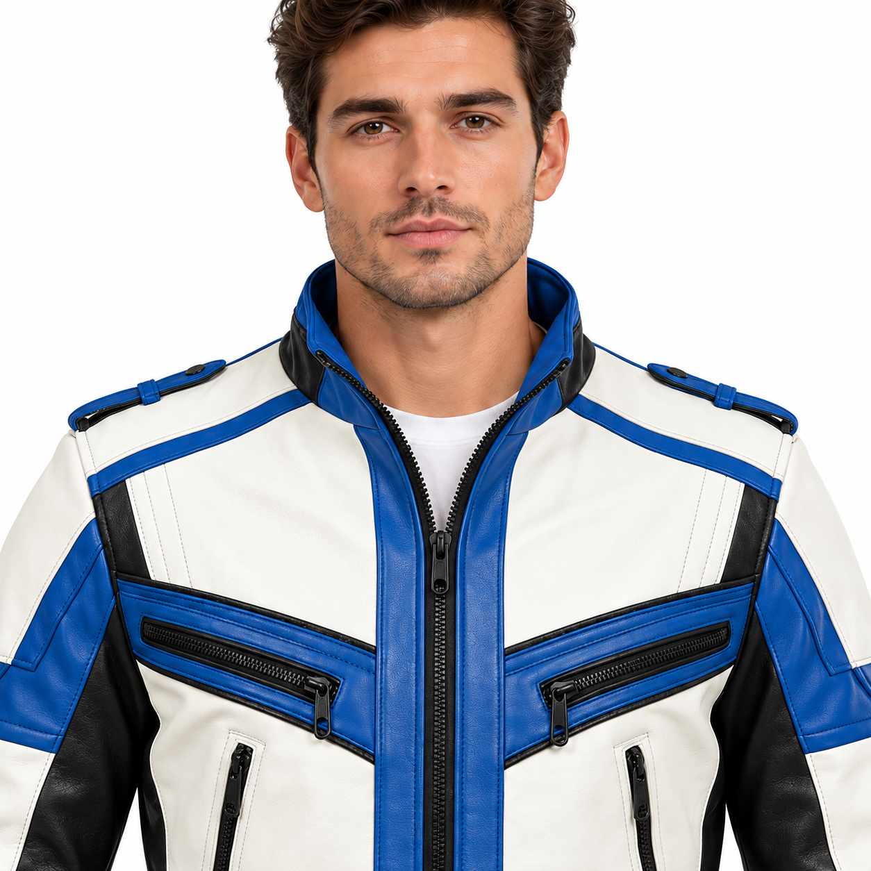 Hero Inspired White Motorcycle Biker Leather Jacket 2 Hero Inspired White Motorcycle Biker Leather Jacket