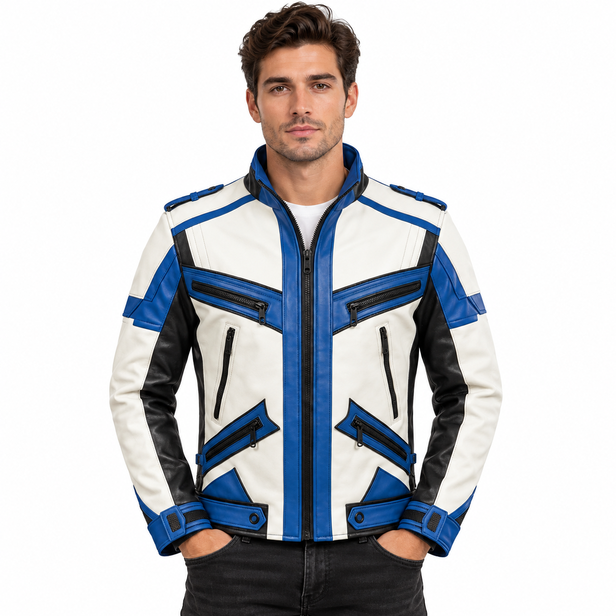 Hero Inspired White Motorcycle Biker Leather Jacket 1 Hero Inspired White Motorcycle Biker Leather Jacket
