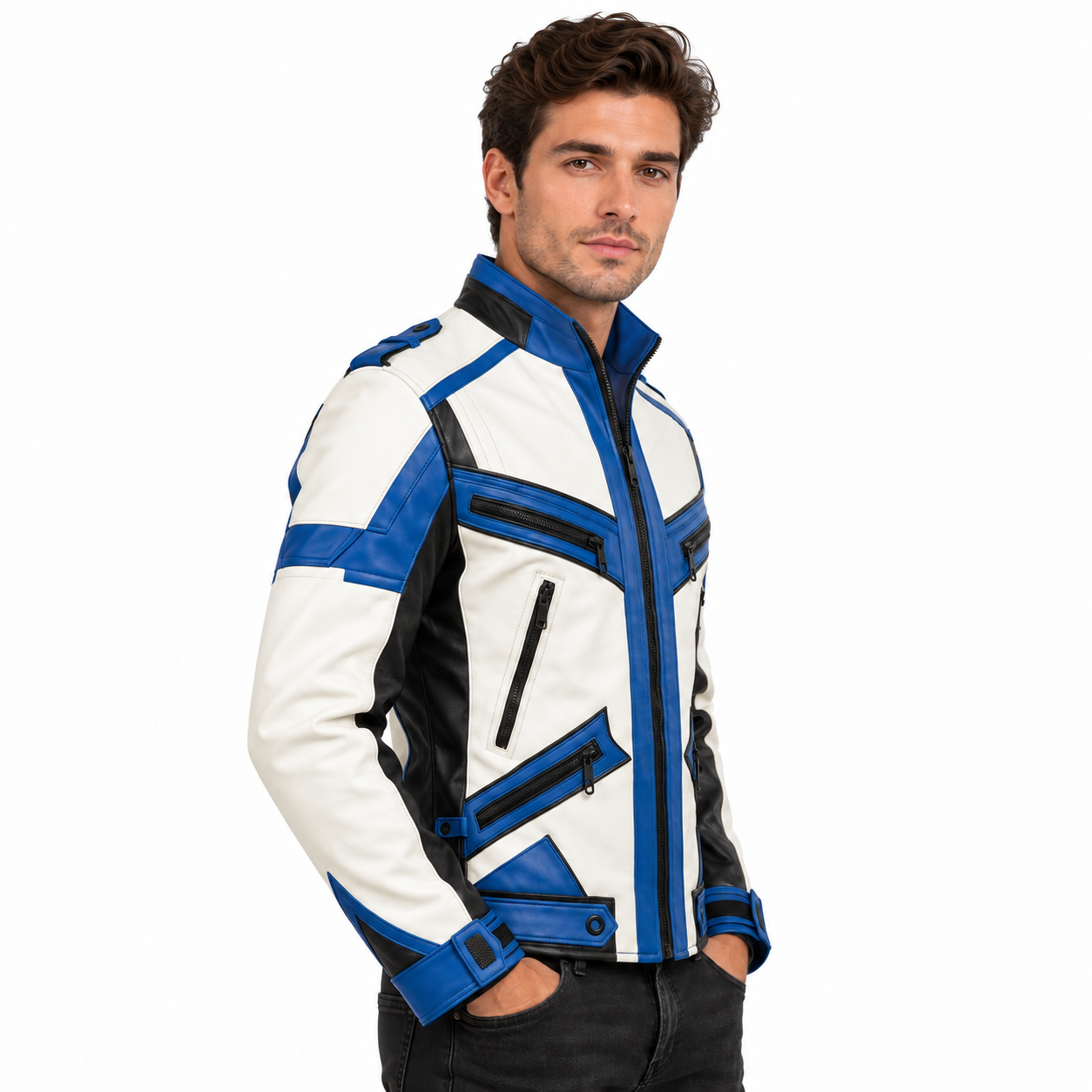 Hero Inspired White Motorcycle Biker Leather Jacket 3 Hero Inspired White Motorcycle Biker Leather Jacket