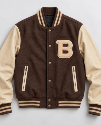 Hotline Miami Brown B Patch Varsity Wool Jacket