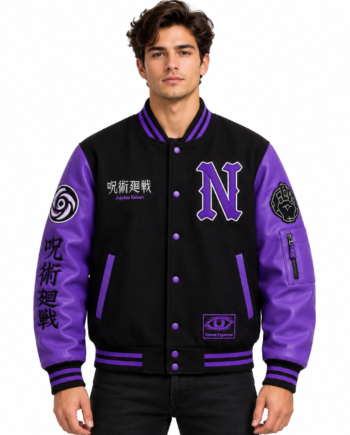 Japanese Anime Black Purple Varsity Wool Jacket