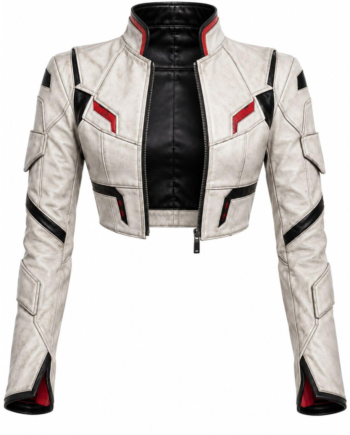 Lucy Cyberpunk Edgerunners White Cropped Leather Jacket
