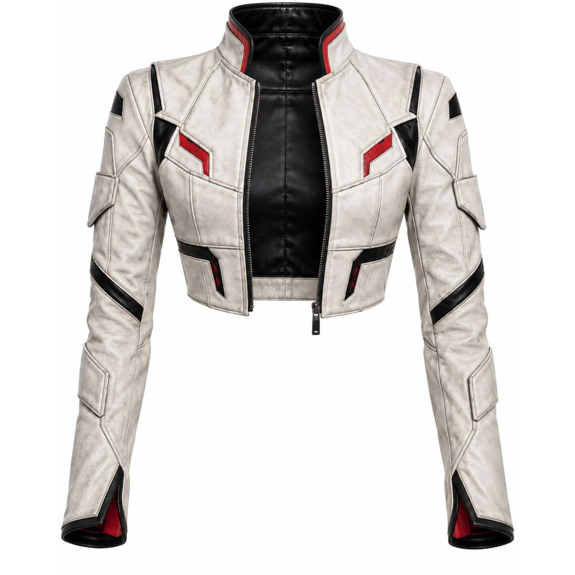 Lucy Cyberpunk Edgerunners White Cropped Leather Jacket 1 Lucy Cyberpunk Edgerunners White Cropped Leather Jacket