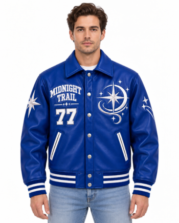 Midnight Trail Celestial Varsity Leather Jacket
