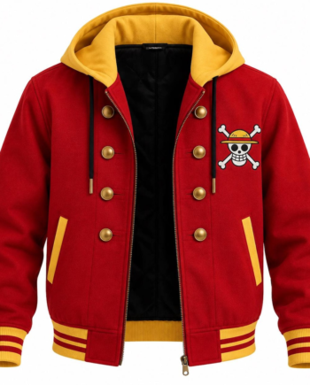 One Piece Inspired Red Gold Varsity Jacket