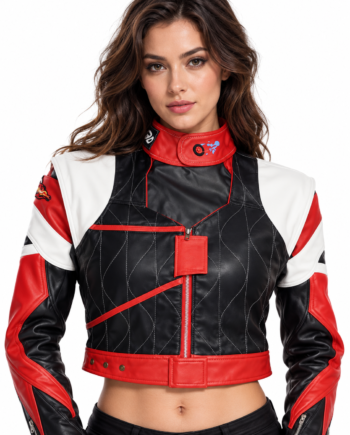 Panam Palmer Cyberpunk Black Red Leather Jacket
