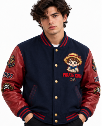 Pirate King Navy Blue Varsity Wool Jacket