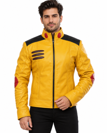 Poke 3 Line Yellow Cosplay Leather Jacket