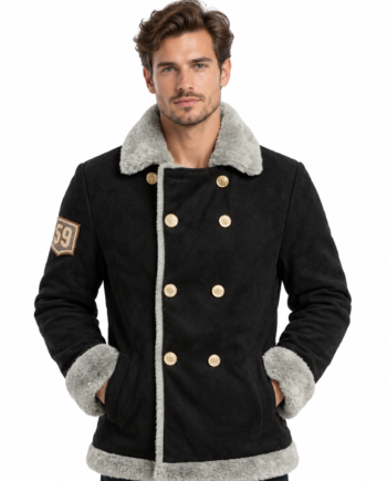 Sanji One Piece Black Shearling Leather Jacket