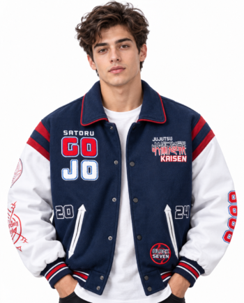 Satoru Gojo Navy Blue Varsity Wool Jacket