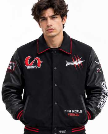 Shanks Red Hair Pirates Black Varsity Wool Jacket