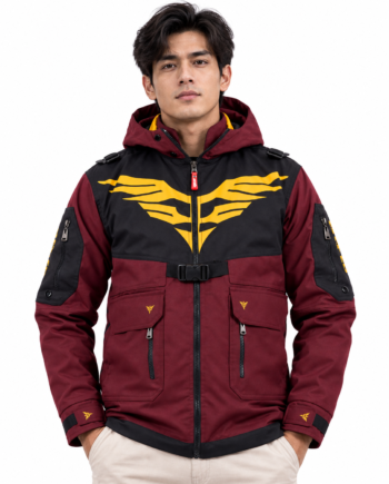 Sinanju Gundam Maroon Hooded Techwear Cotton Jacket