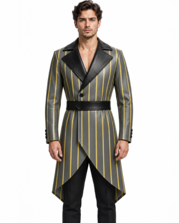 Sir Pentious Hazbin Hotel Grey Blue Victorian Leather Coat