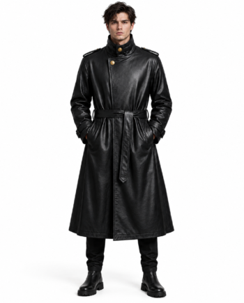 Six Eyes Gothic Black Anime Leather Trench Coat