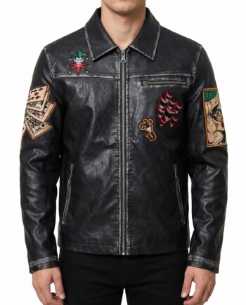 Suicide Squad Joker Black Distressed Biker Leather Jacket