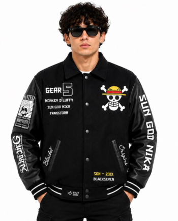 Sun God Nika Gear 5 Anime Bomber Varsity Jacket