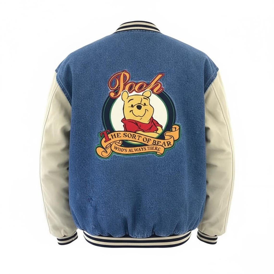 Winnie The Pooh Blue Varsity Denim Jacket 2 Winnie The Pooh Blue Varsity Denim Jacket