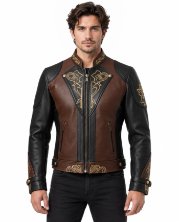 Zhongli Genshin Impact Brown Cosplay Leather Jacket